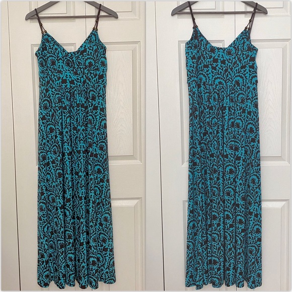 EUC American Living Turquoise and Brown Maxi Dress